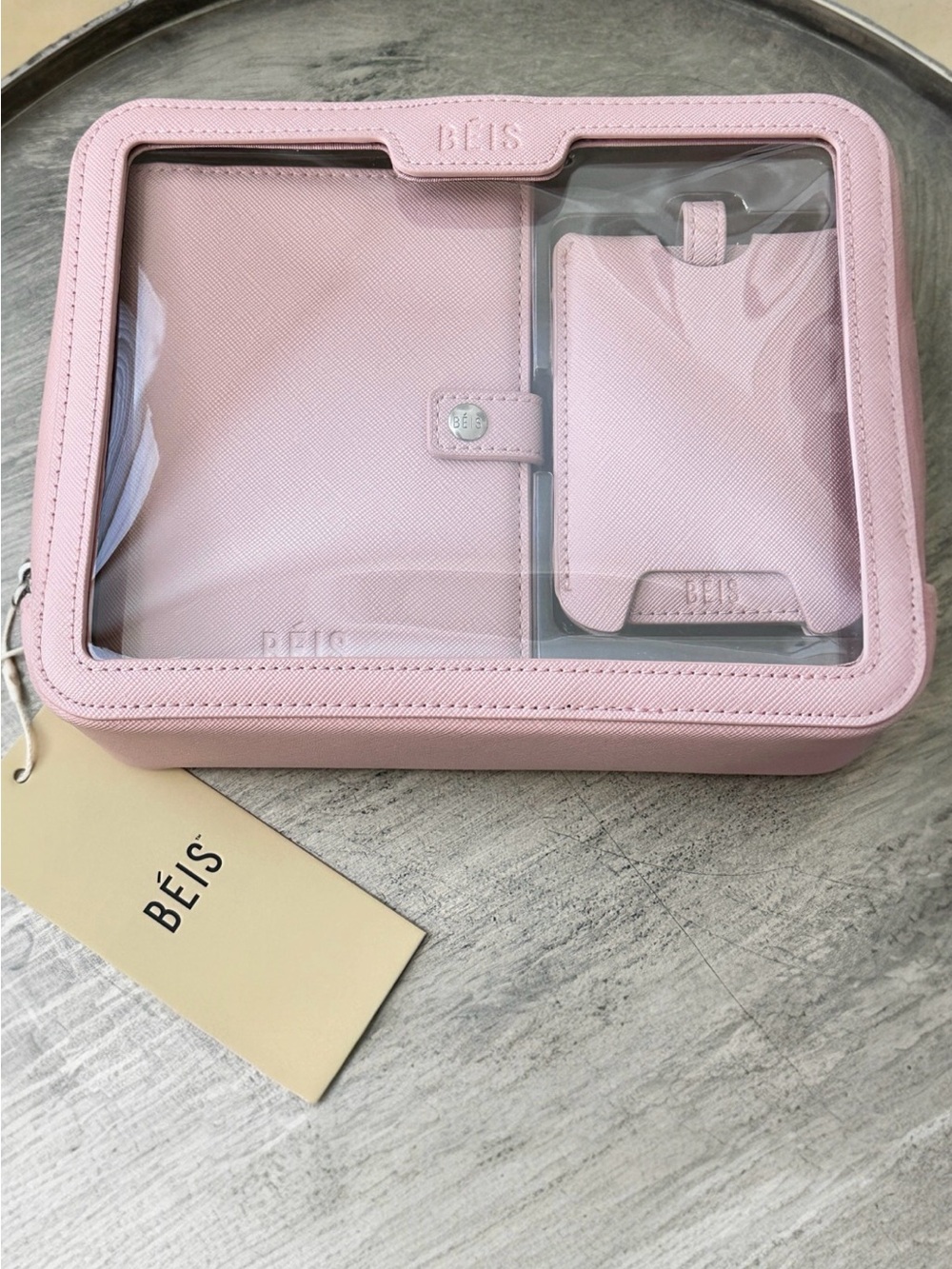 BEIS Pink Passport Luggage Tag & Zip Cube / Box Set